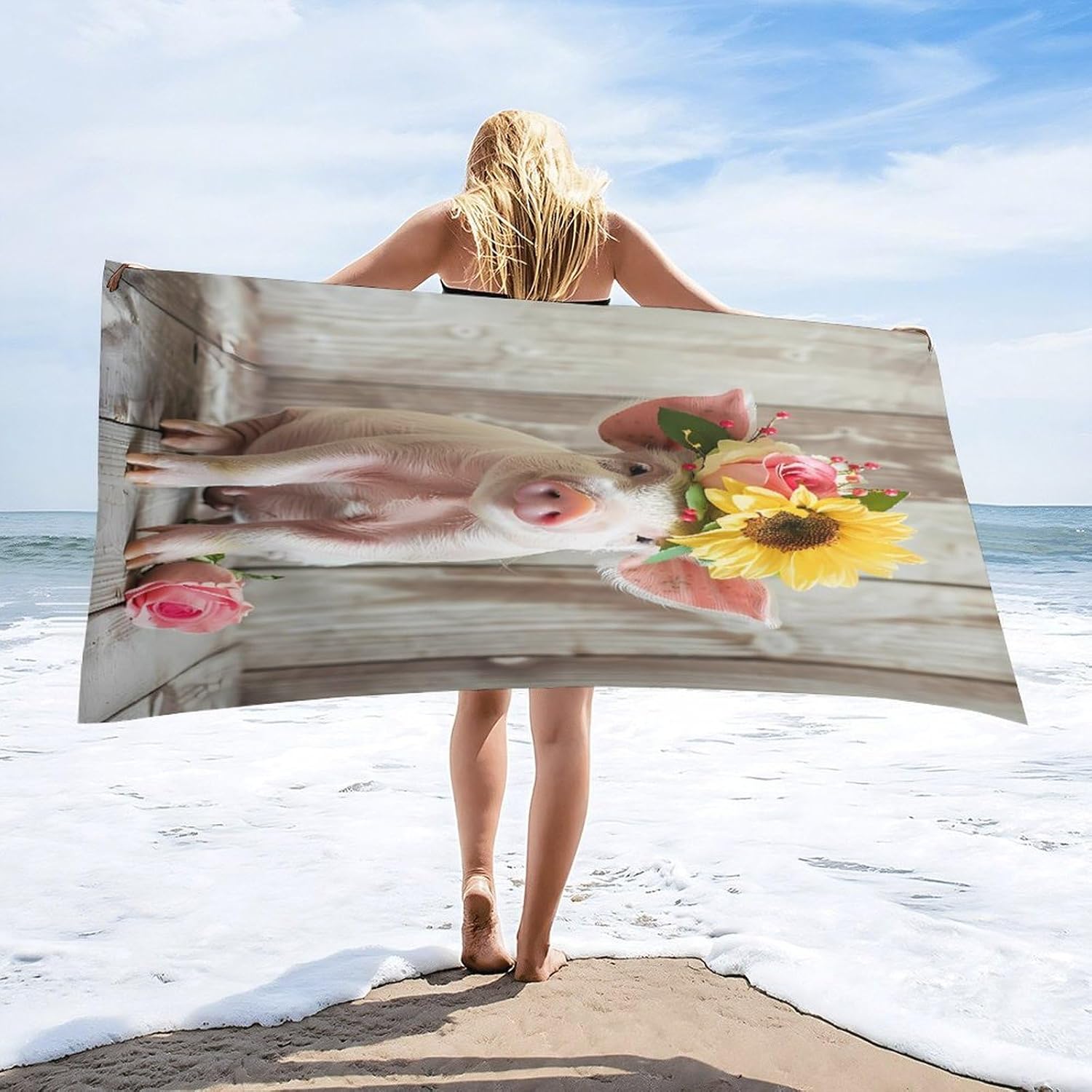 Funny Pigs Farm Animal Bath Towel Beach Towels Quick Dry Oversized Bath Blanket Highly Absorbent Towel for Women Men 160x80cm