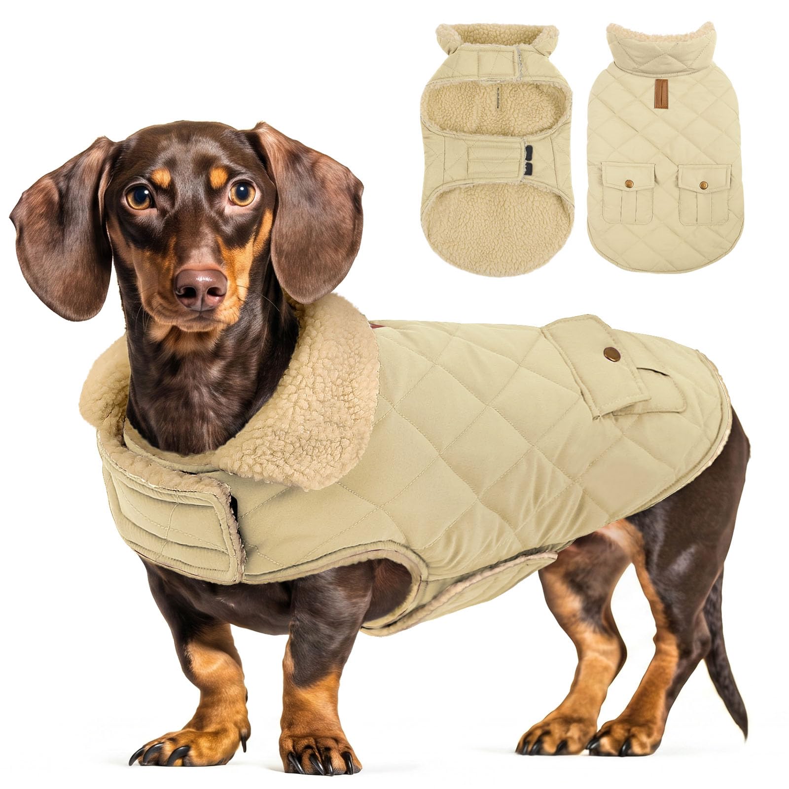 CITÉTOILE Dog Winter Coat Windproof Dog Jacket Lightcoffee XL