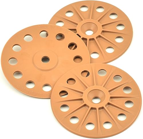 Miniatura 3 de Arandelas reforzadas de fibra de vidrio y 30% de 2.362in para fijar tablas de aislamiento rígidas, color marrón, 100 unidades