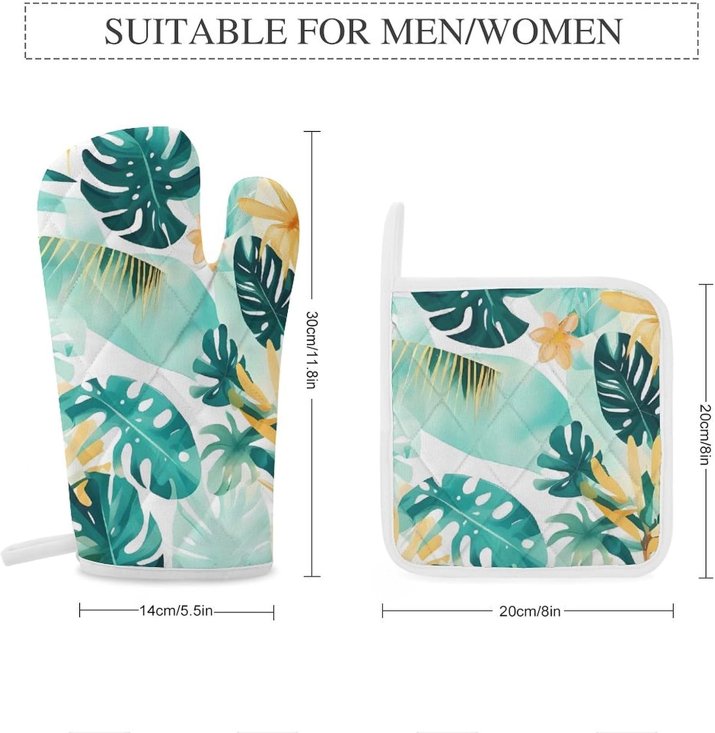 Oven Mitts Pot Holders Kitchen Beach Plantscape Heat Resistant Oven Glove for Baking and Cooking