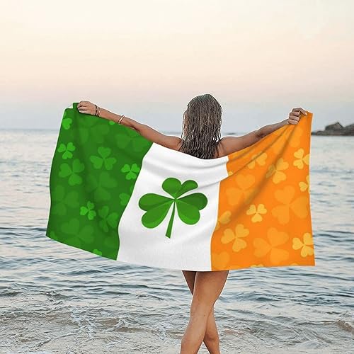 Toallas de playa de microfibra con bandera irlandesa para adultos y niños, toalla de playa compacta sin arena para viajes de gran tamaño 27.5 x 55