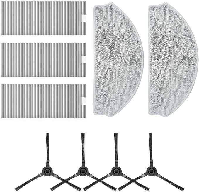 ROPVACNIC Robot S1 Part, Spare 2 Mop, 3 HEPA Filter And 4 Side Brush Accessories Set For Robot Vacuum Cleaner S1