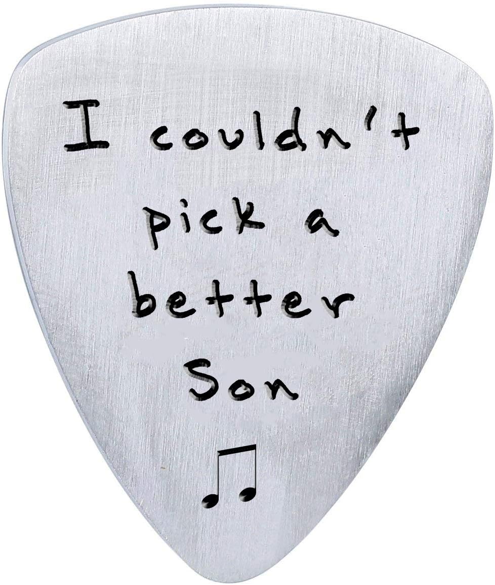 Gifts for Son from Mom Dad - I Couldn't Pick A Better Son Guitar Pick Jewelry, Personalized Musician Gifts, Birthday Graduation Gift Ideas from Parents