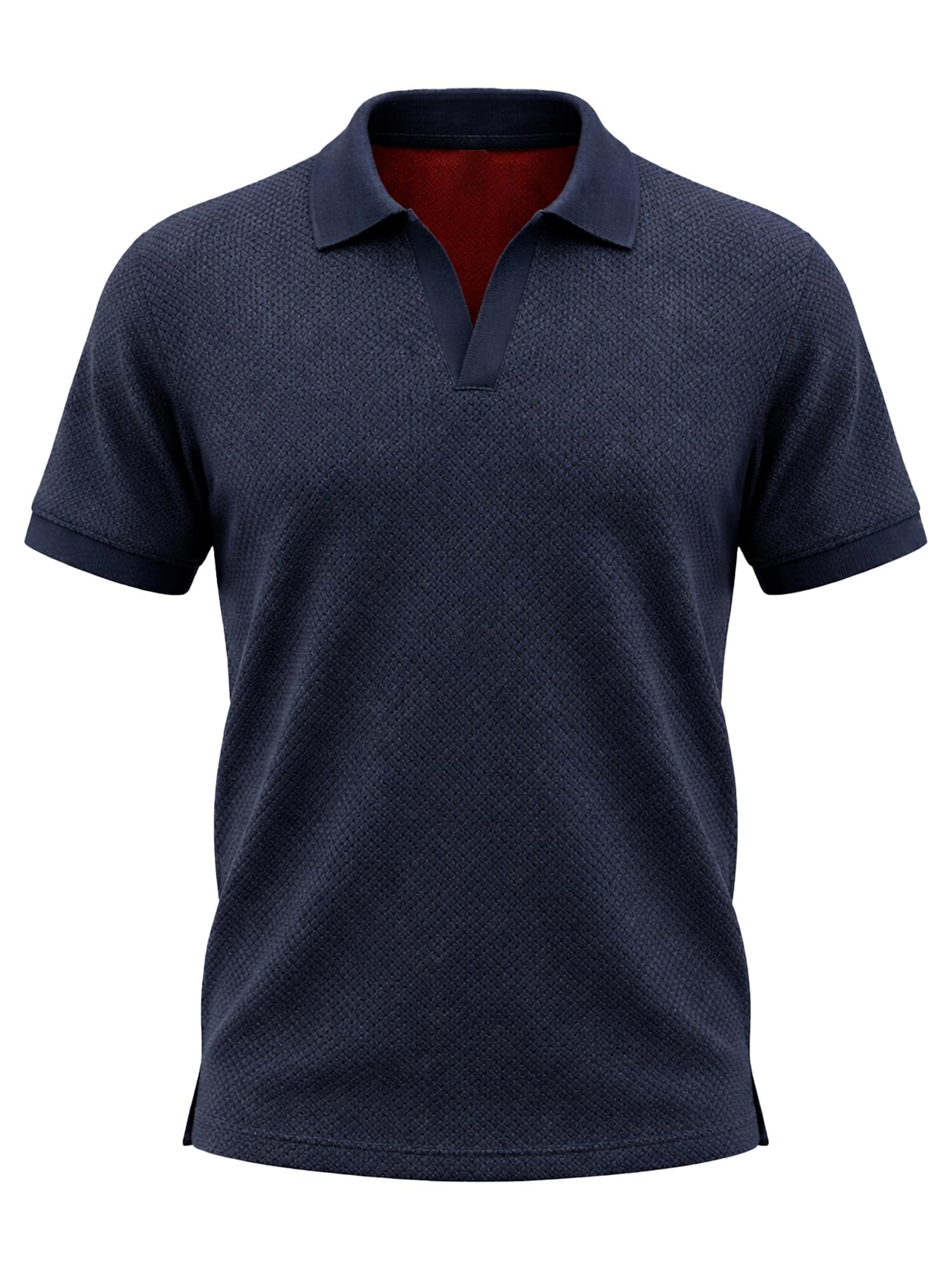 Mens V Collar Textured Pattern Polo Tshirts Shirts for Men || T-Shirts for Man Stylish || Mens T Shirts with Collar Regular Fit Comfort-image-43