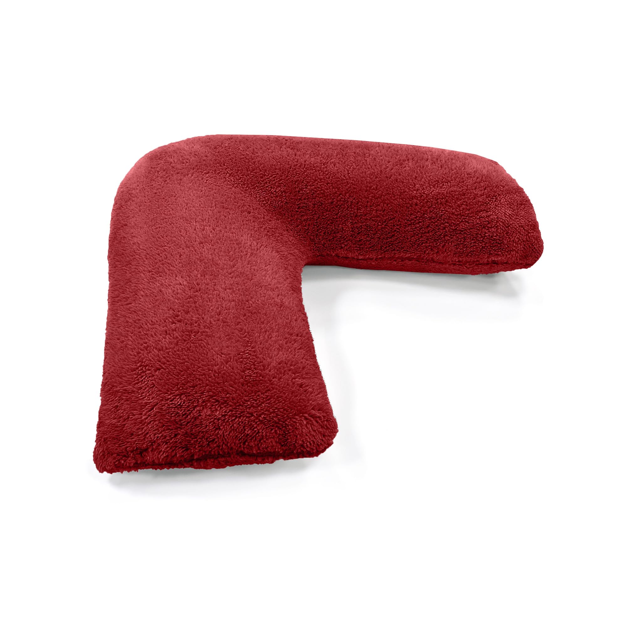 Velosso Premium Large Maternity V Pillow with Soft Teddy Pillowcase Extra Cushioning Support for Back, Neck and Head, Pregnancy Nursing Pillow Non Allergenic with Removable Teddy Cover (Teddy Red)