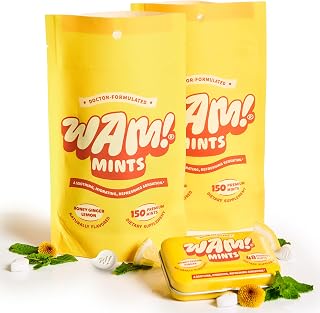 WAM! Honey Lemon Ginger Mints, Sugar Free Breath Mints, 1 Tin + 2 Pouches | Honey Lemon Ginger mints with bee propolis & spilanthes flower extracts, sugar-free, menthol-free, 1 tin + 2 refill pouches