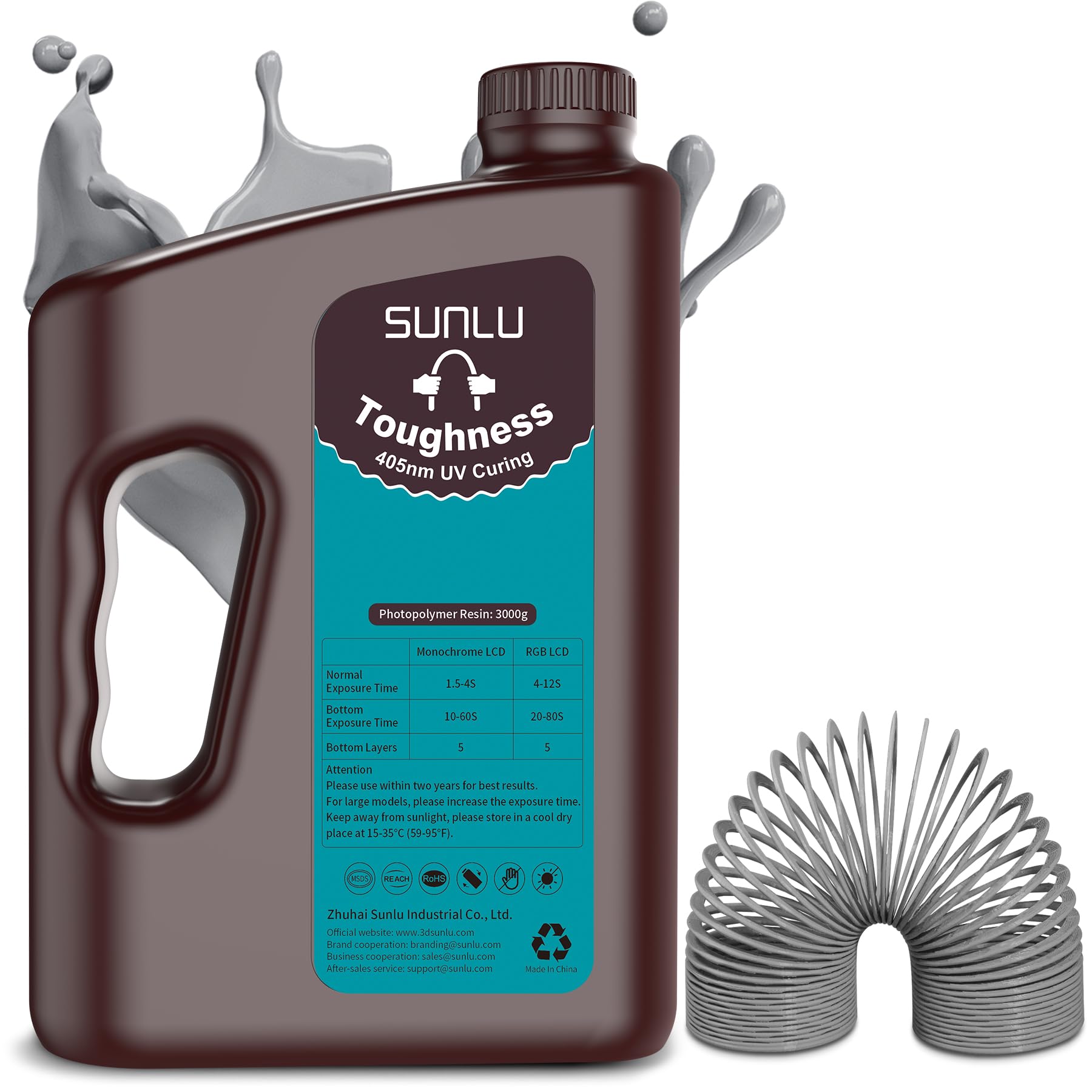 SUNLU Resina para impresora 3D de alta resistencia, resina fotopolímero flexible mejorada para impresión 3D, resina 3D UV 405nm de secado rápido para la mayoría de impresoras 3D de resina L
