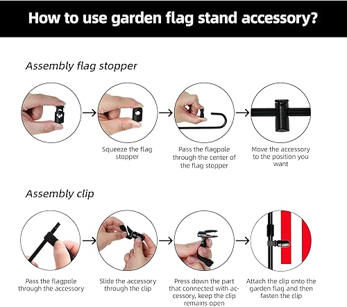 Miniatura 10 de HOOSUN Paquete de 10 clips y tapones para bandera de jardín, clips de tigre para soportes de bandera de jardín, tapones de goma para bandera de