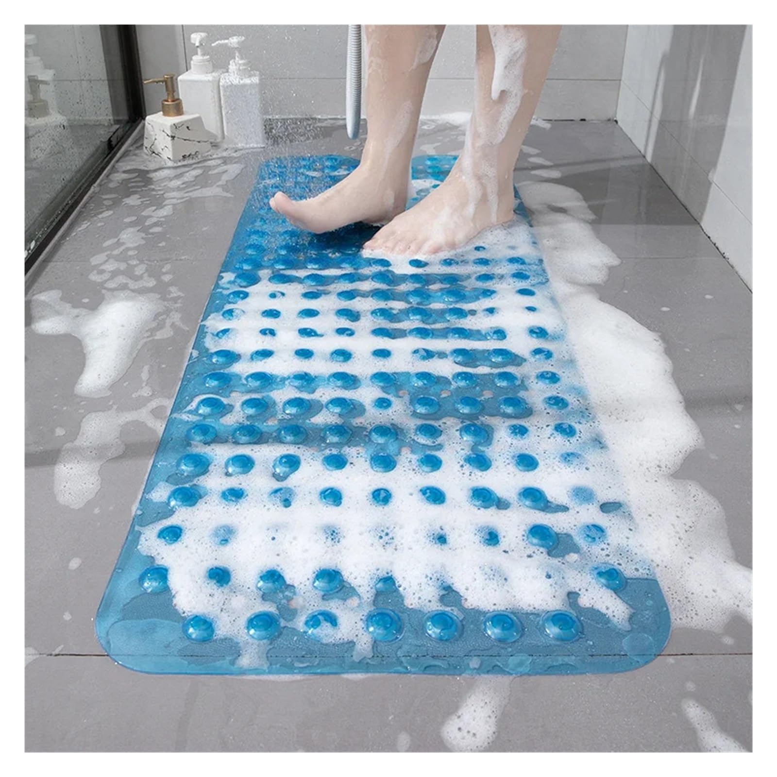 Tappeto Da Bagno Tappetino antiscivolo for bagno in PVC Tappetino for massaggio for vasca Tappetino for uso domestico Tappetino for doccia con ventosa 100 * 40 cm Per Vasca(Grey 01)
