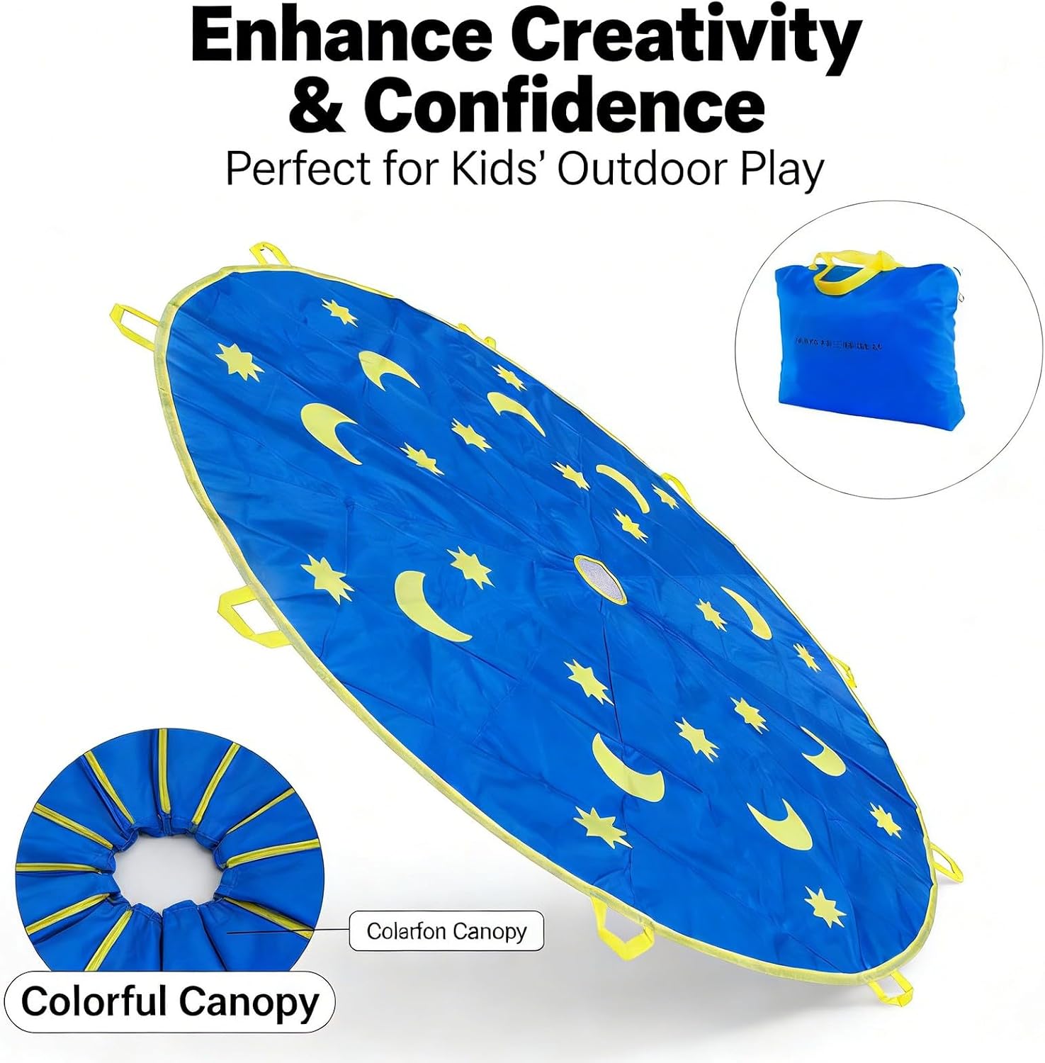 Outdoor Kids Rainbow Parachute, 1.8M Play Jump Sack with Storage Bag - Durable Polyester Material, Enhances Coordination and Group Play