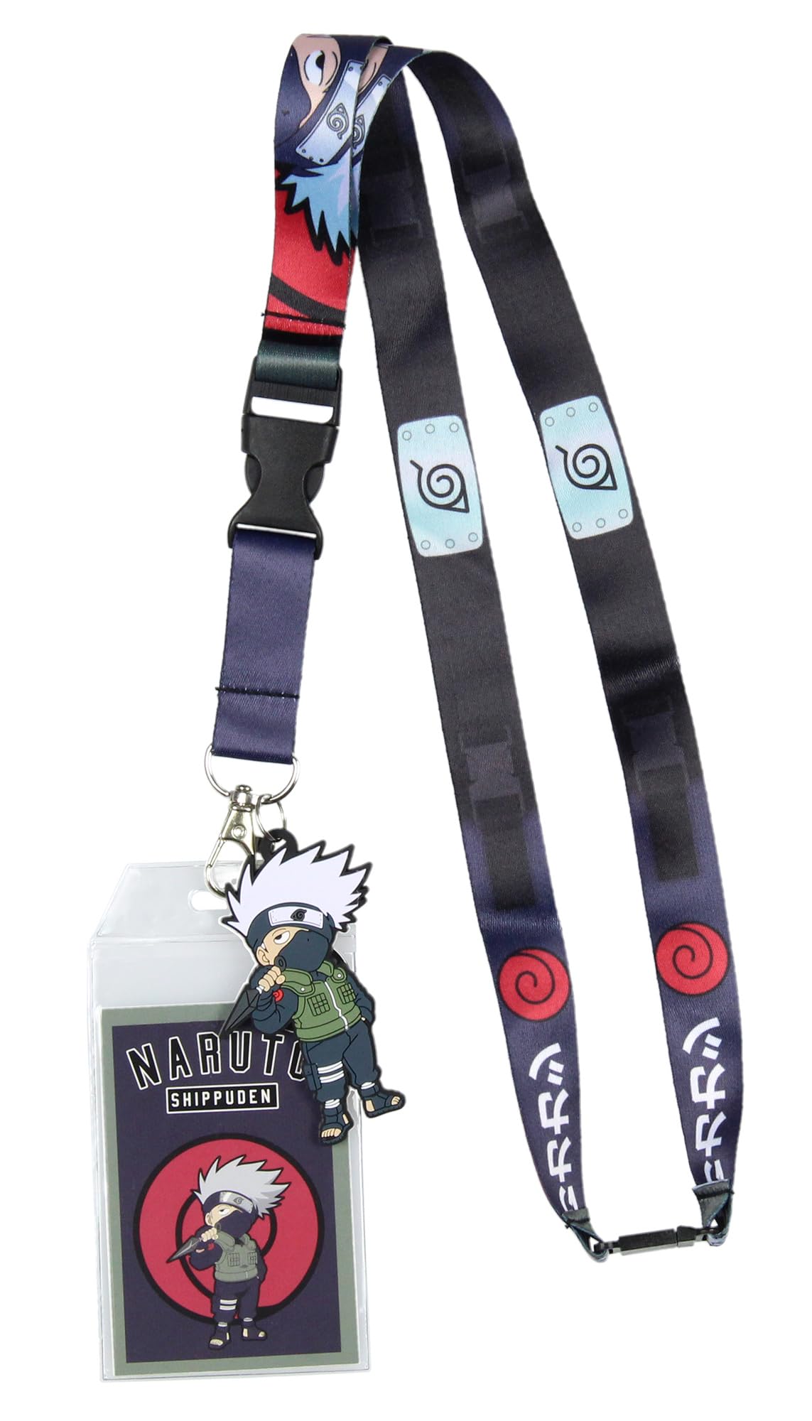 Naruto Shippuden Anime Kakashi Character ID Badge Holder Lanyard w/Kakashi Rubber Pendant and Collectible Sticker