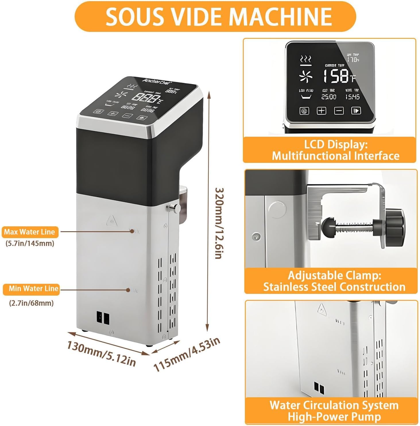 Cucina Professionale Sous Vide da 1600 W con Timer, Allarme e calibrazione | capacità di 70 Litri per Una Cucina Gourmet Senza Sforzo | Perfetta per Chef casalinghi e Appassionati