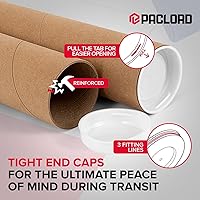 Vista 6 de Tubo de cartón reforzado resistente de 3 x 18 pulgadas, paquete de 2 tubos con 4 tapas, seguro aprobado por USPS, ideal para envío y almacenamiento