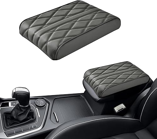 Jsorum Almohadilla de cuero para reposabrazos de automóvil, funda de cuero de espuma viscoelástica, funda de cuero sintético para reposabrazos de