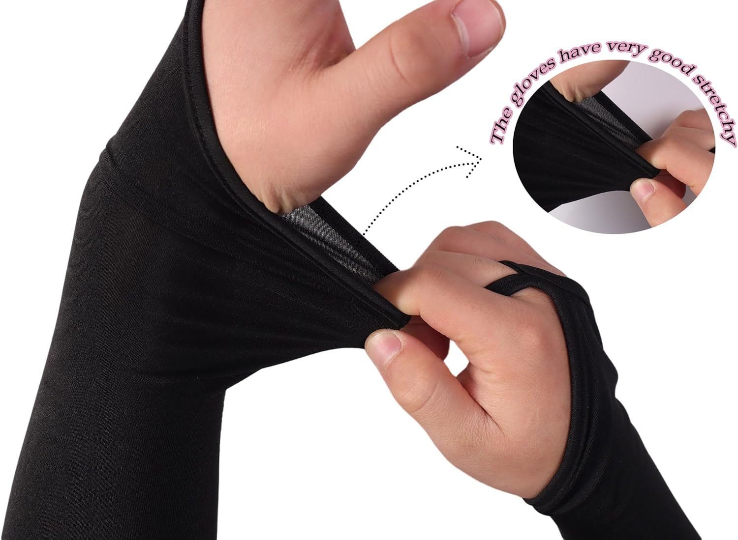 Aniler Women's Spandex Costume Long Gloves 19" Length Halloween Party Rave Stretchy Fingerless Gloves - Image 4