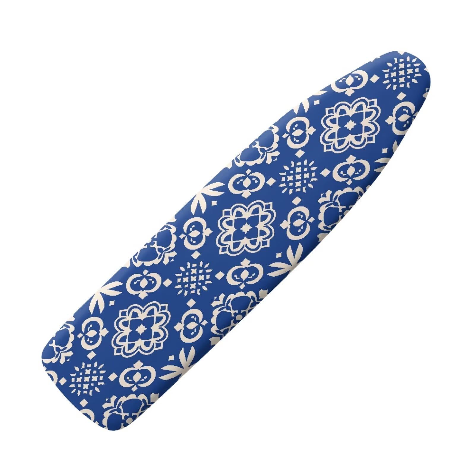 Drnuikhe Blue Geometry Floral Prints Ironing Board Cover Easy Install St&ard Size with Elastic Edge 3 Bottom Nylon Buckle Straps Breathable Ironing Decor Suitable for Wide Ironing Board House Decor