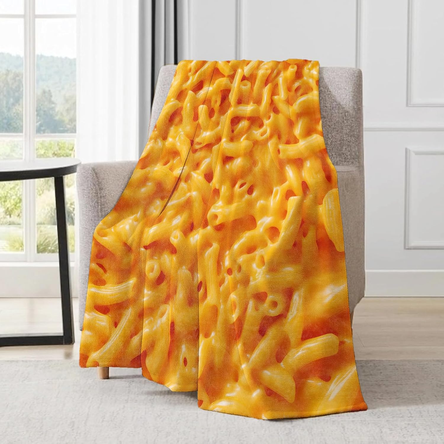 Mac and Cheese Blanket - Fun Macaroni Food Fleece Throw,Gifts for Adult, Soft & Warm,Lightweight, for Modern Art Decor, Kitchen Lovers,Living Room Home Accents 50x60in - Image 3