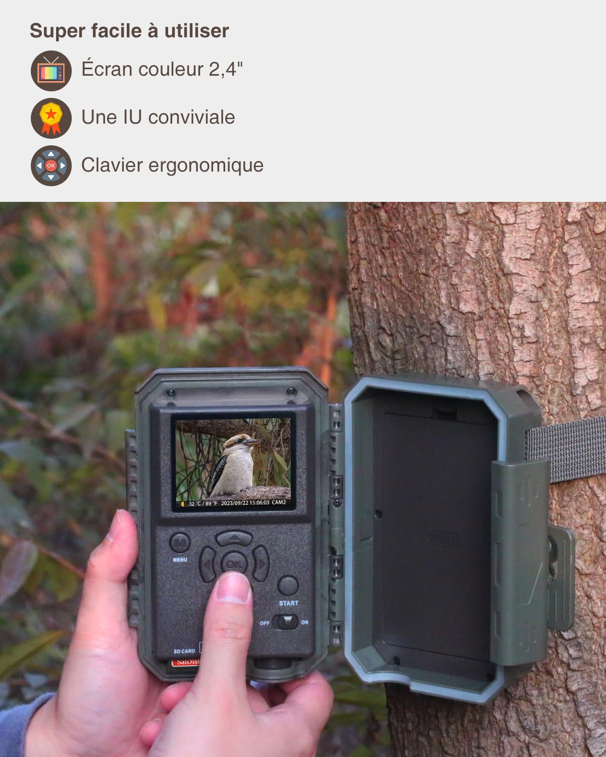 GardePro A5 Camera de Chasse Nocturne, 64MP 1296P H.264 Vidéo, Infrarouge Vision Nocturne Animaux Piege Photographique, No Glow Caméra de Chasse Suiveuse Exterieur Étanche, IP66