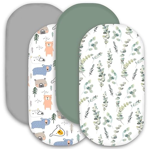 Vista 21 de bimocosy Sábana de moisés, paquete de 4 sábanas para bebé y niña, sábanas bajeras suaves para moisés neutro, para colchón de moisés estándar