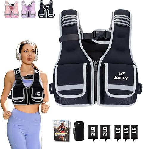 Miniatura 10 de Chaleco con peso ajustable para mujer, 5-12 libras, 9-16 libras, 17-24 libras, 23-30 libras, chaleco de peso con rayas reflectantes, chaleco