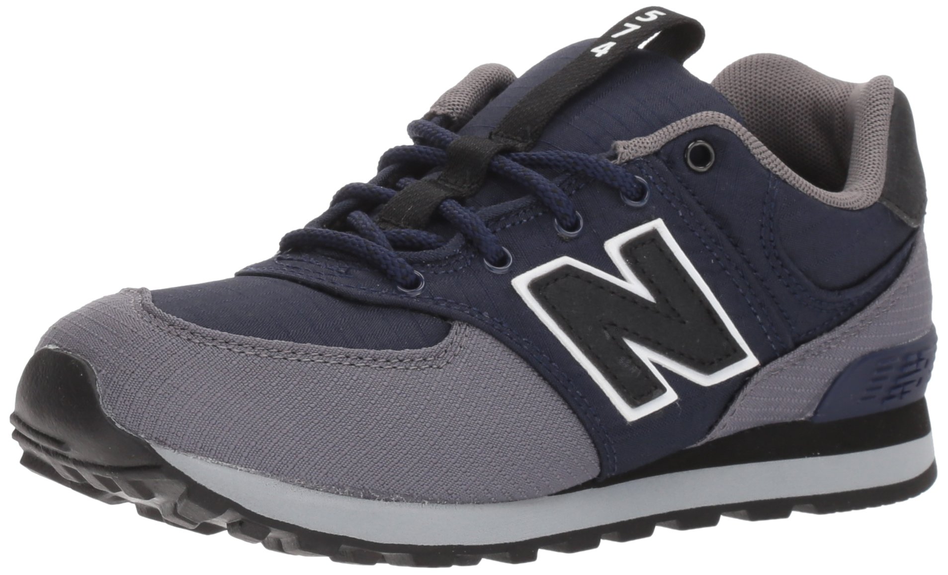 New Balance Baby 574 V1 Lux Lace-Up Sneaker, Navy/Grey, 2 US Unisex Infant