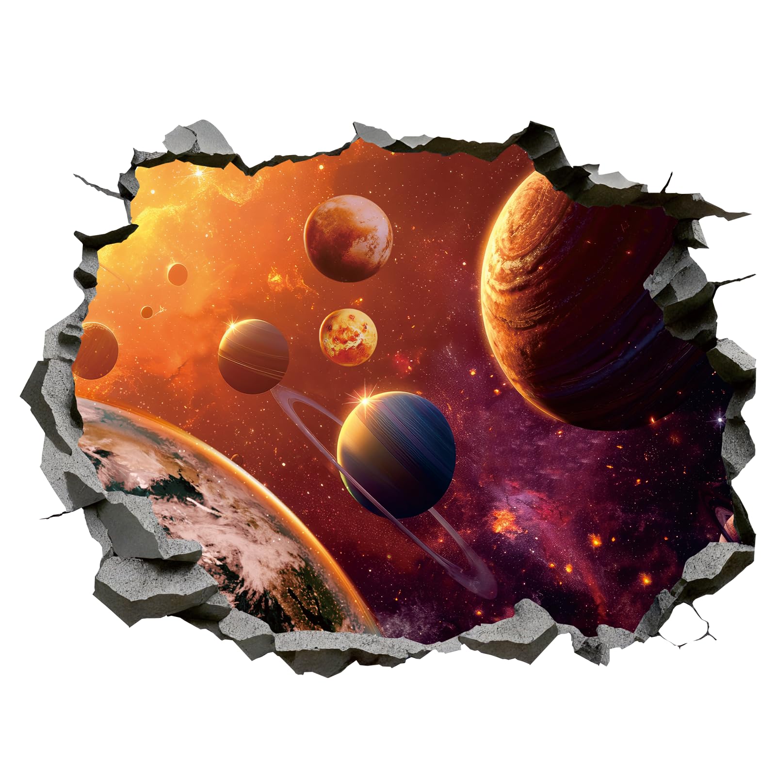 CHDITB 3D Outer Space Decals,Galaxy Planets Wall Sticker,Kids Bedroom Decor โ image 1