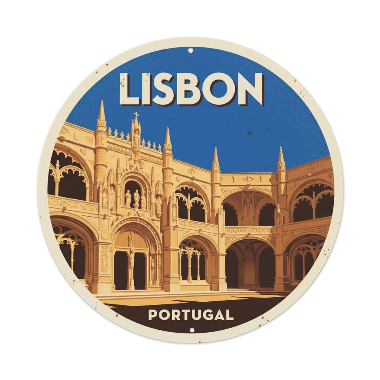 Olhnbad Style Portugal Lisbon City Travel Monastery Heritage Metal Tin Sign