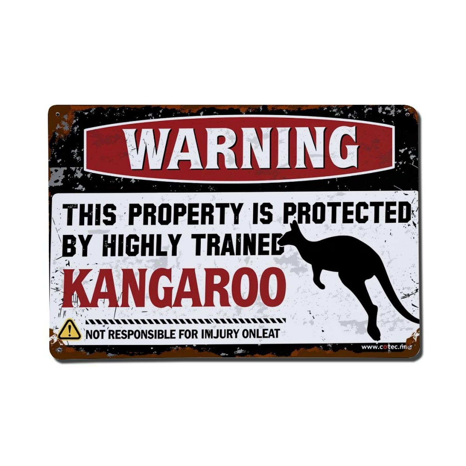 Warning Sign Kangaroo Silhouette Text Tin Sign Vintage Metal Poster, Home Bar Garage Man Cave Cafe Indoor & Outdoor Wall Decoration 8x12Inches
