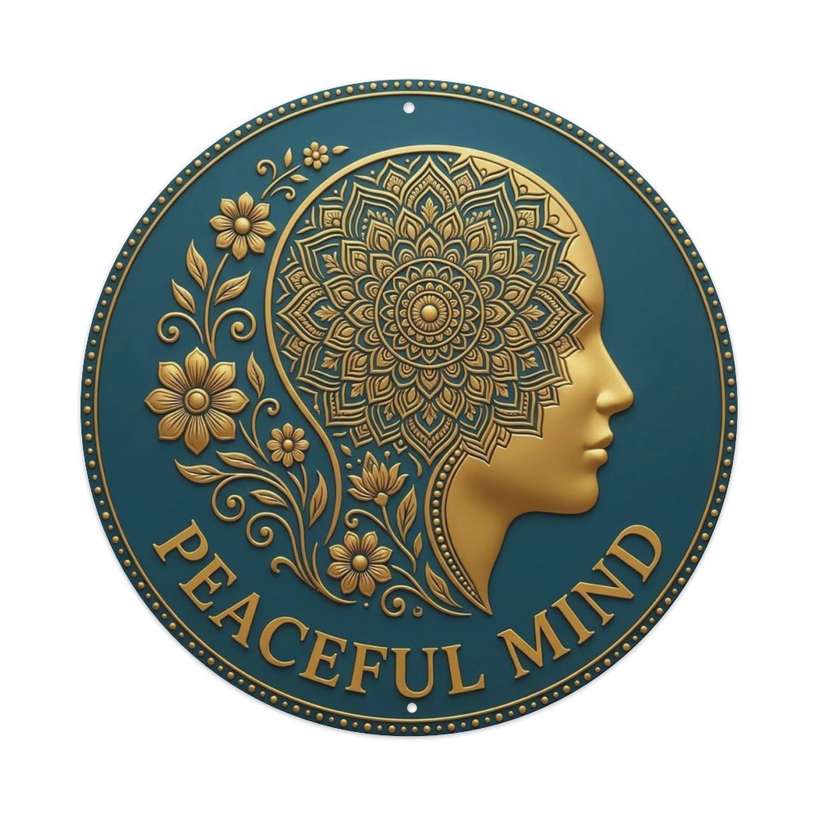Vintage Peaceful Mind Flower Zen Yoga Metal Tin Sign