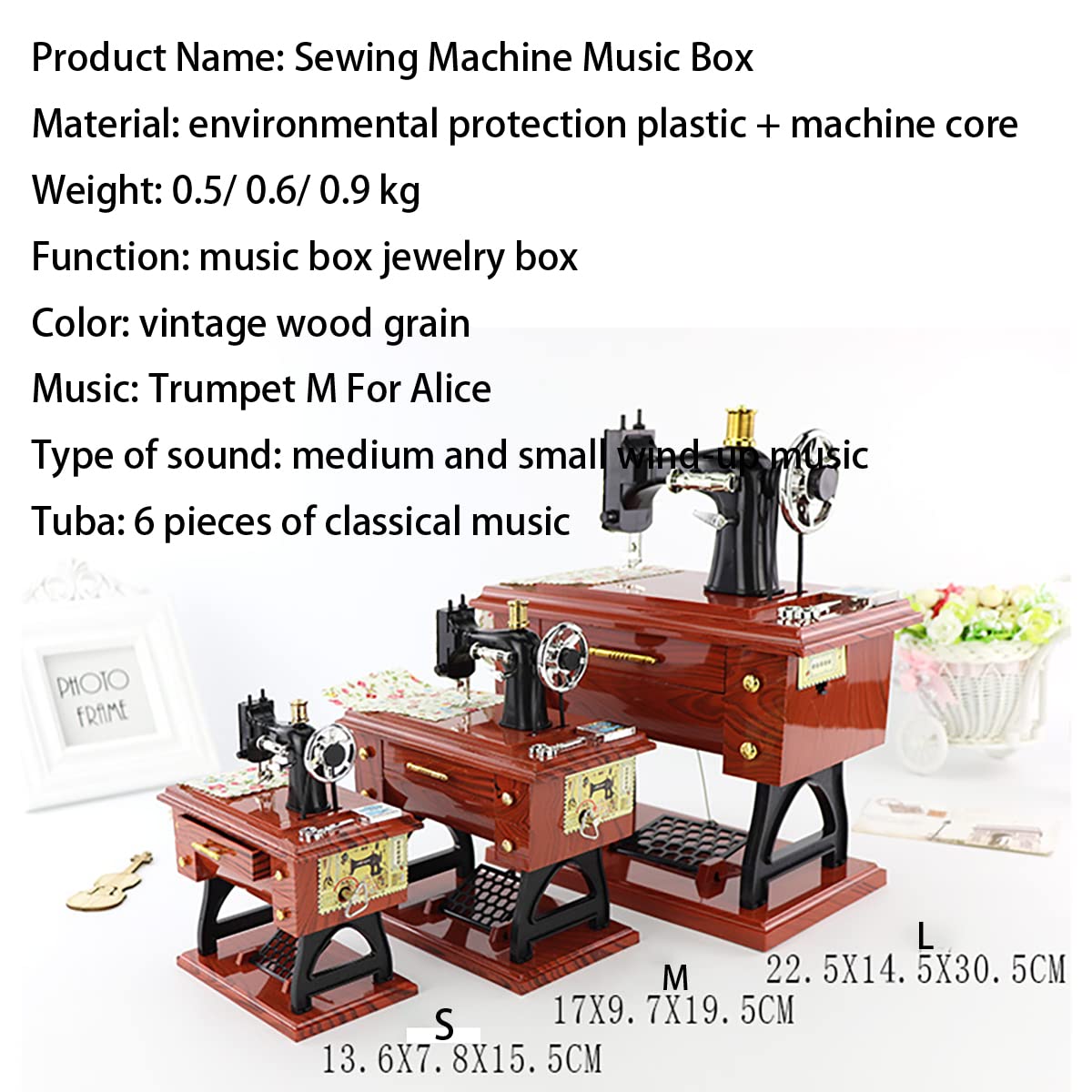 Boîte à Musique Vintage Machine à Coudre - Figurine Miniature Qui Tourne Avec La Musique
