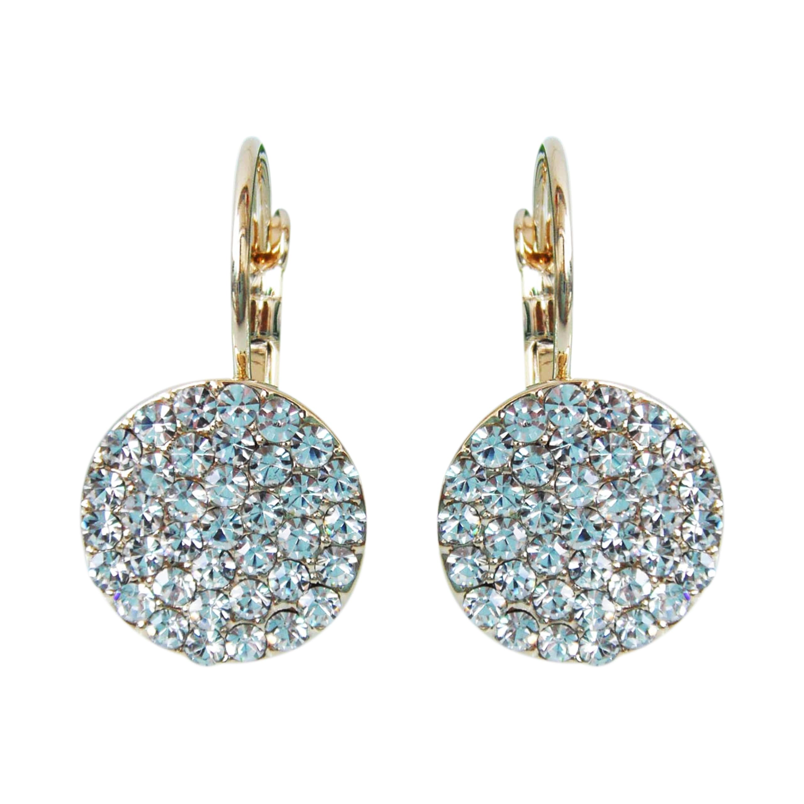 NavachiNavachi 18k Gold Plated Crystal Yellow Created-opall Round Az1009h Leverback Hoop Earrings