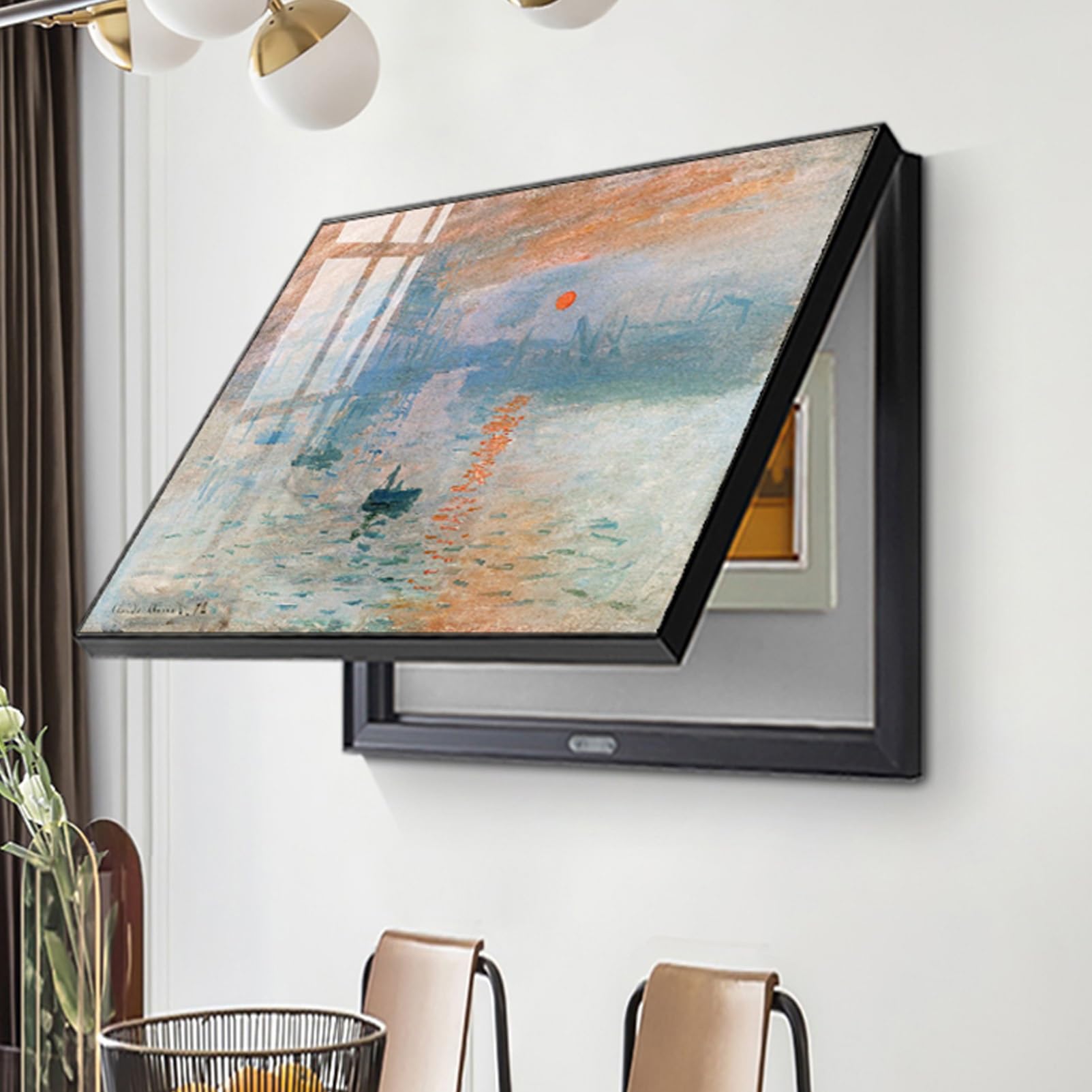 Decorative Meter Box Cover Hidden Breaker Panel Cover Fuse Box Cover PS Frame Wall Mounted Electrical Panel Decoration for Home (Style 6, 45x)