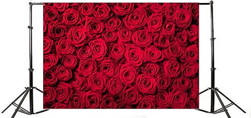 Miniatura 1 de Yeele Fondo de fotografía floral de 9 x 6 pies, diseño de rosas rojas, pétalos de flores, románticos, dulces, para novia, estilo de fiesta,