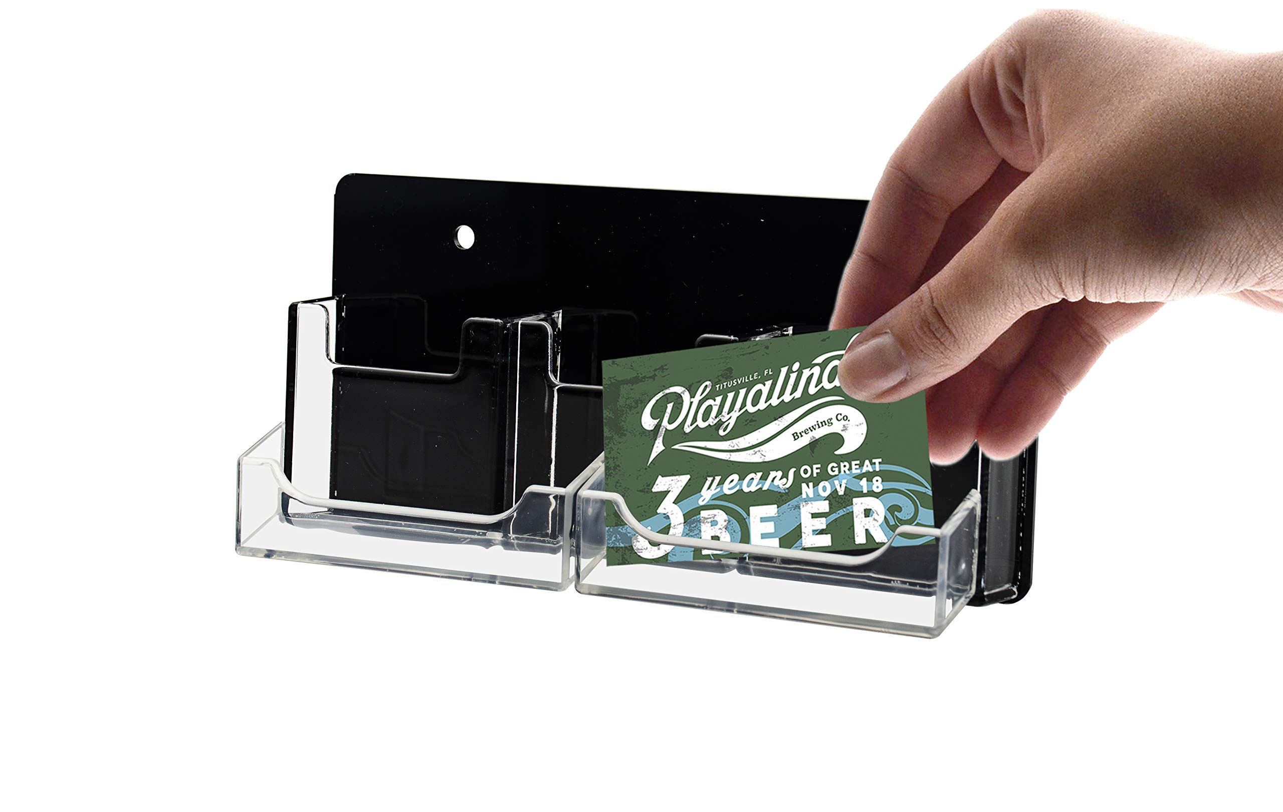 Amazon.com : Marketing Holders 5 Pocket Business Card Holder 3 Vertical & 2  Horizontal Clear Black Wall Mounted Multi Slot Rack : Office Products