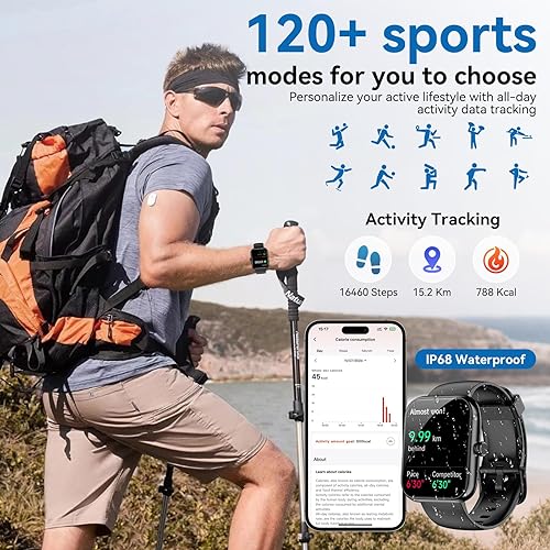 Miniatura 3 de Reloj inteligente con Alexa integrado, pantalla táctil HD de 1.83 pulgadas, llamadas digitales Bluetooth, seguimiento de fitness impermeable IP68,