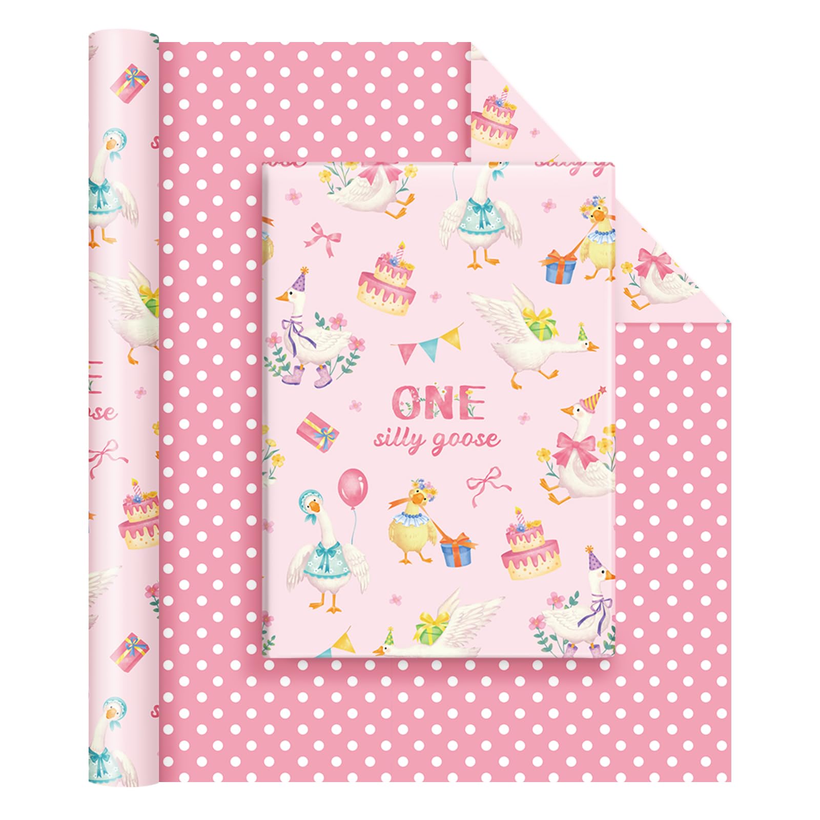 WERNNSAI 1 Rolle Geschenkpapier 10m x 43cm Doppelseitig | Geburtstag Partydekoration, Geschenkverpackung für Kinder Junge Mädchen