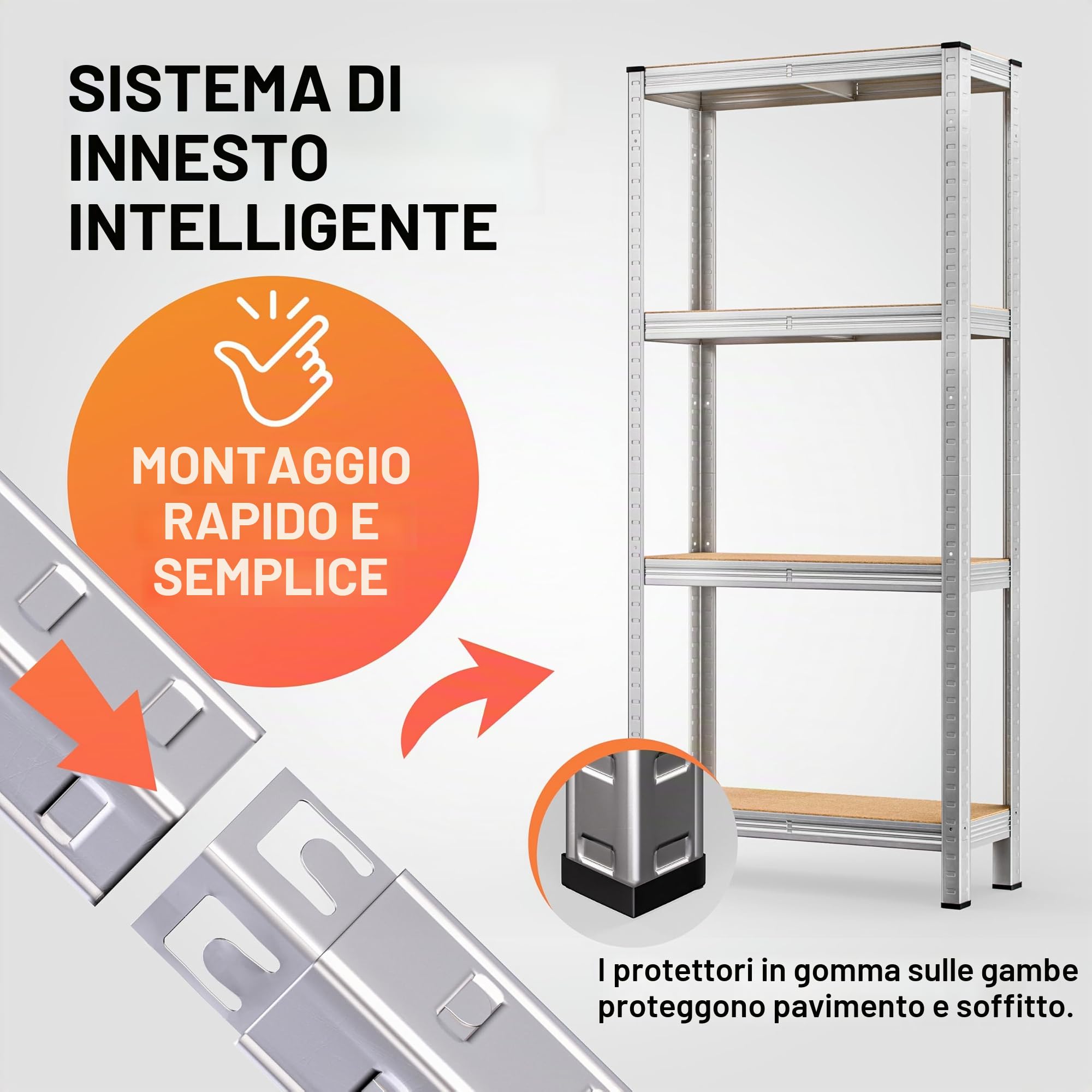 Deuba Scaffale ad alta portata 2 pezzi in metallo capacità di carico totale kg 170x75x30cm 4 ripiani in MDF