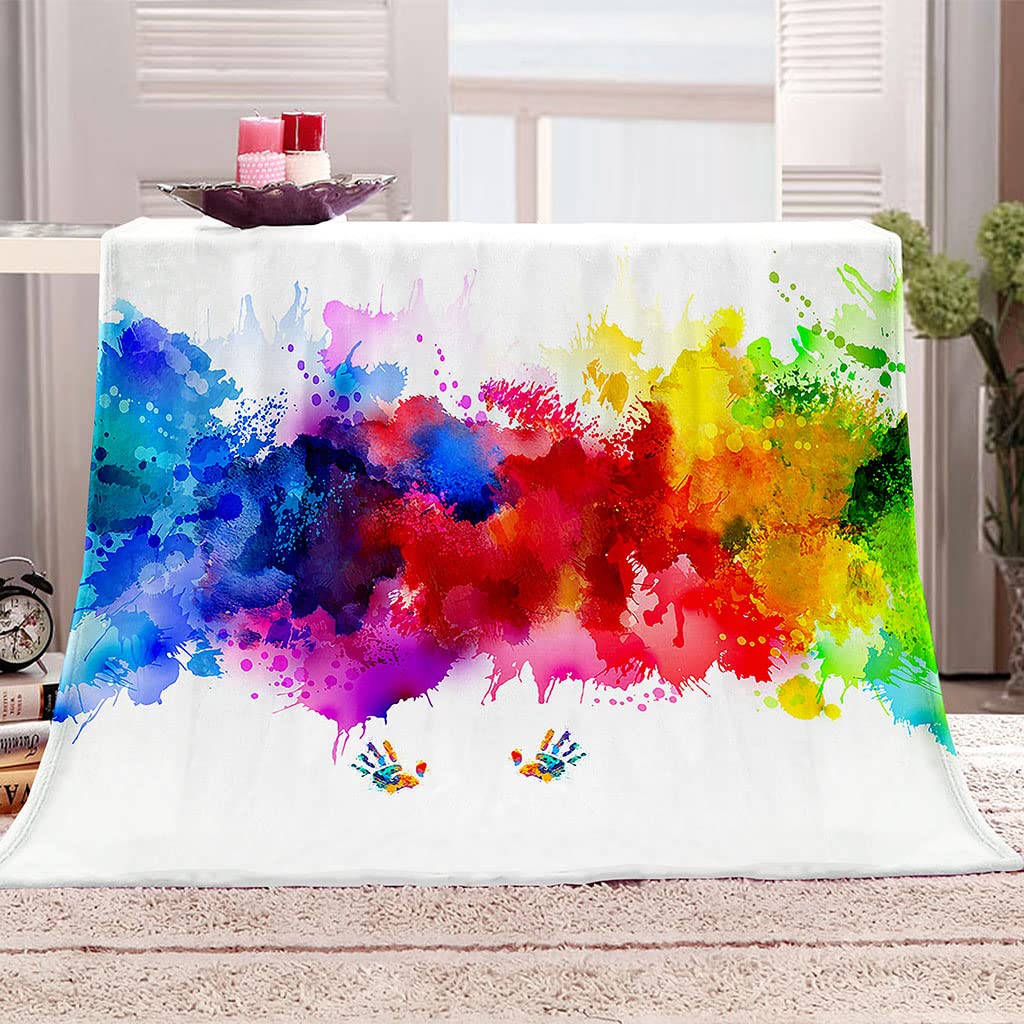 Mantas para Cama De Franela Invierno para Infantil Y Adulto 150X200Cm Manta Polar De Felpa De Microfibra Suave para Sofá, 3D Humo Colorido Patrón, Cálida Y Transpirable