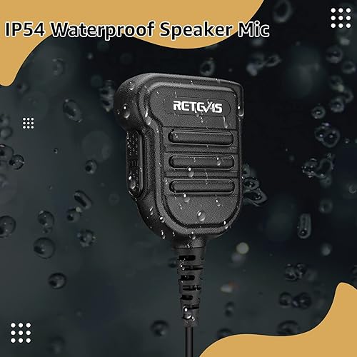 Miniatura 5 de Retevis Altavoz Walkie Talkie RT86, conector de audio de 0.138 in, micrófono de altavoz de hombro impermeable IP54, para radio bidireccional RT68