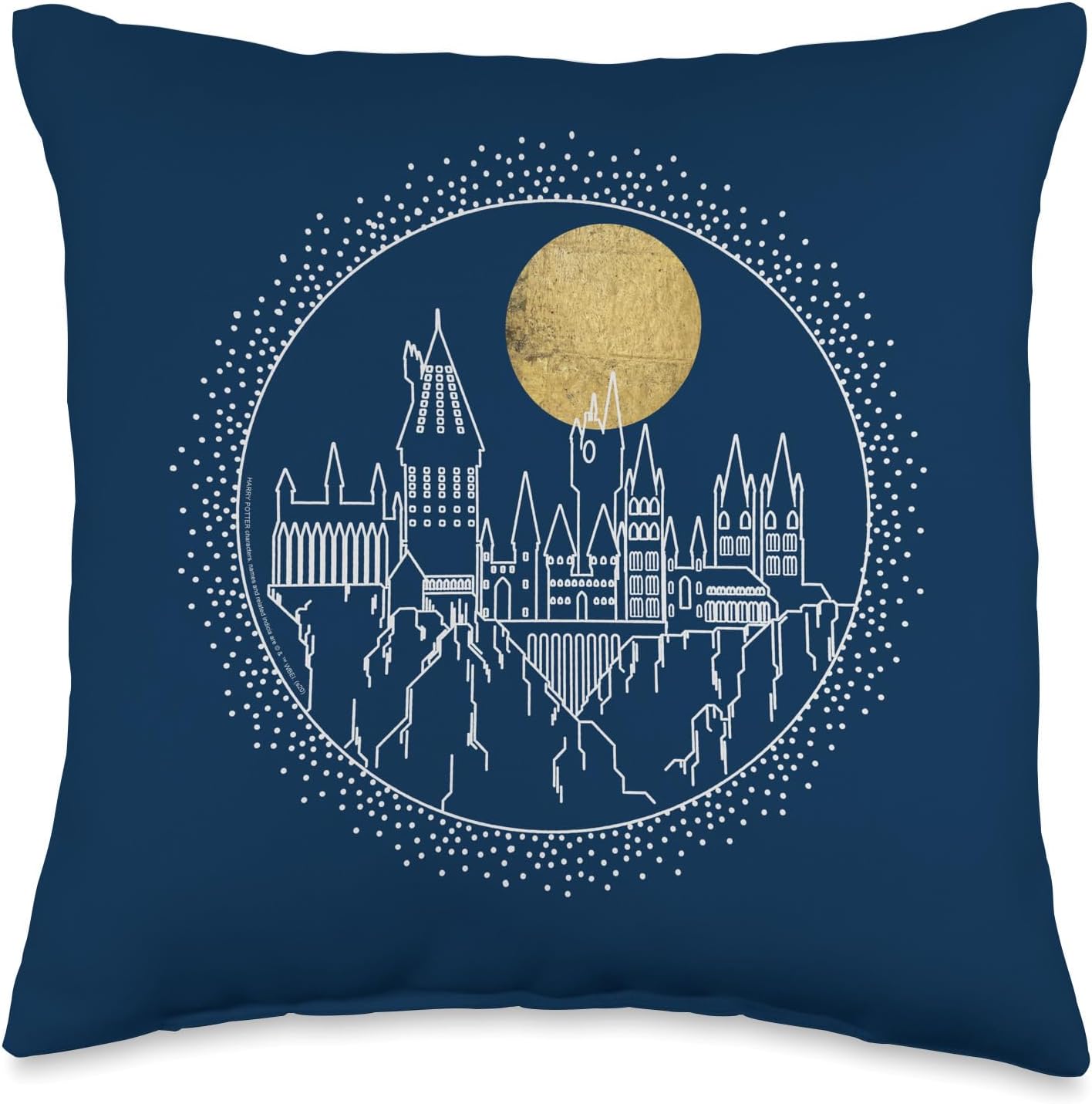 Harry Potter Hogwarts Full Moon Line Art Throw Pillow