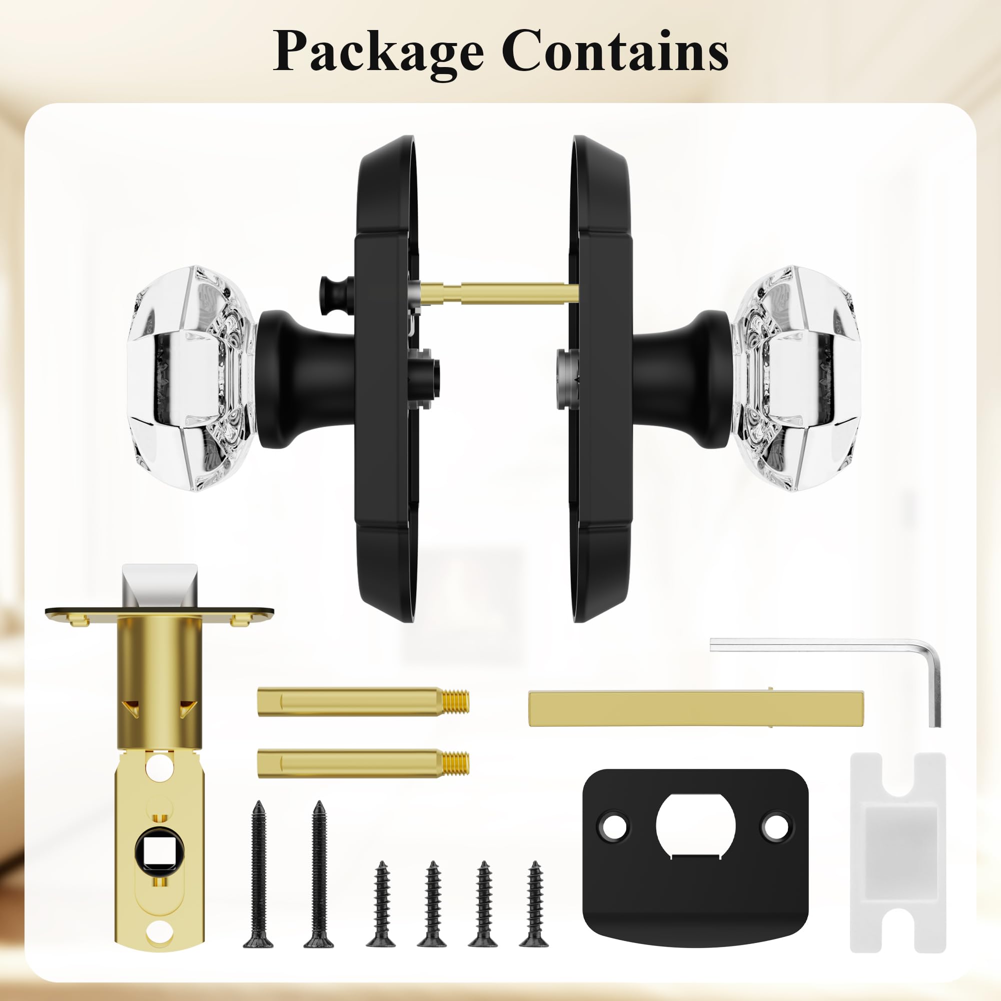Crystal Privacy Door Knobs with Lock - BonKuDoo -5