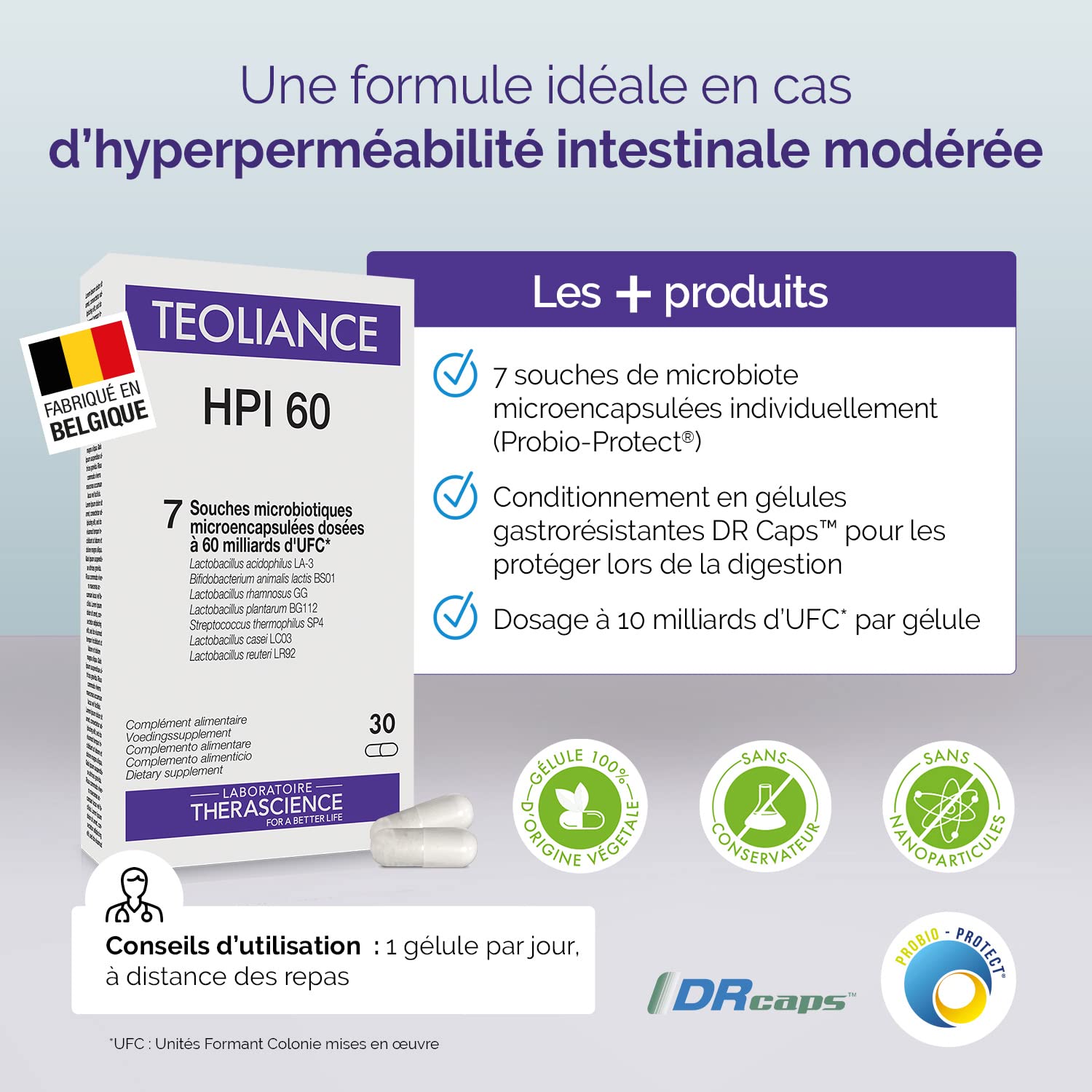 TEOLIANCE HPI 60 | 7 ceppi microbiotici Lactobacillus Bifidobacterium Streptococcus |60 miliardi di CFU| Iperpermeabilità grave/cronica |30 Capsule gastroresistenti| Laboratorio TERASCIENZA