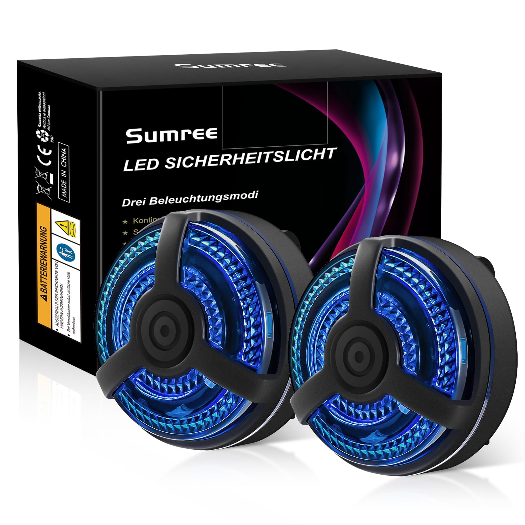 Sumree LED Blinklicht Schulranzen Sicherheitslicht 2er Set - USB Aufladbar, Clip Reflektor Schulranzen für Wandern Joggen Laufen Haustier Rucksack Kleidung