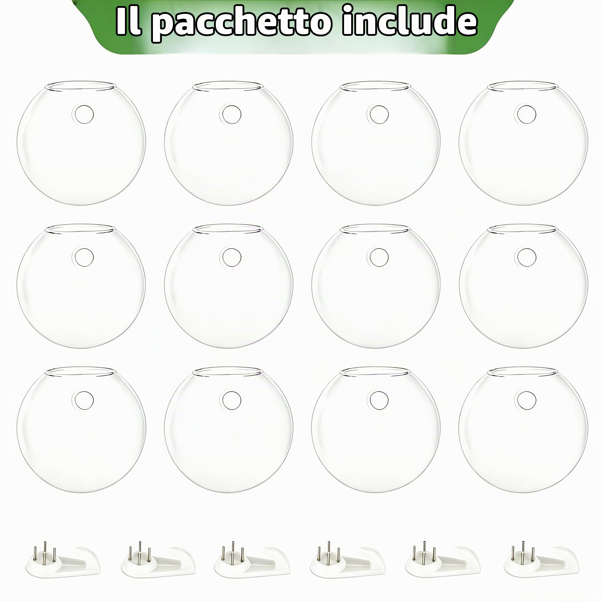 Nuptio Vasi da Parete Piante interno: 10cm Diametro Vaso da Appendere Terrario Pianta per Casa Ufficio Soggiorno - Moderno Fiori Vasi Sospesi per Esterno Giardino Decor Set da 12