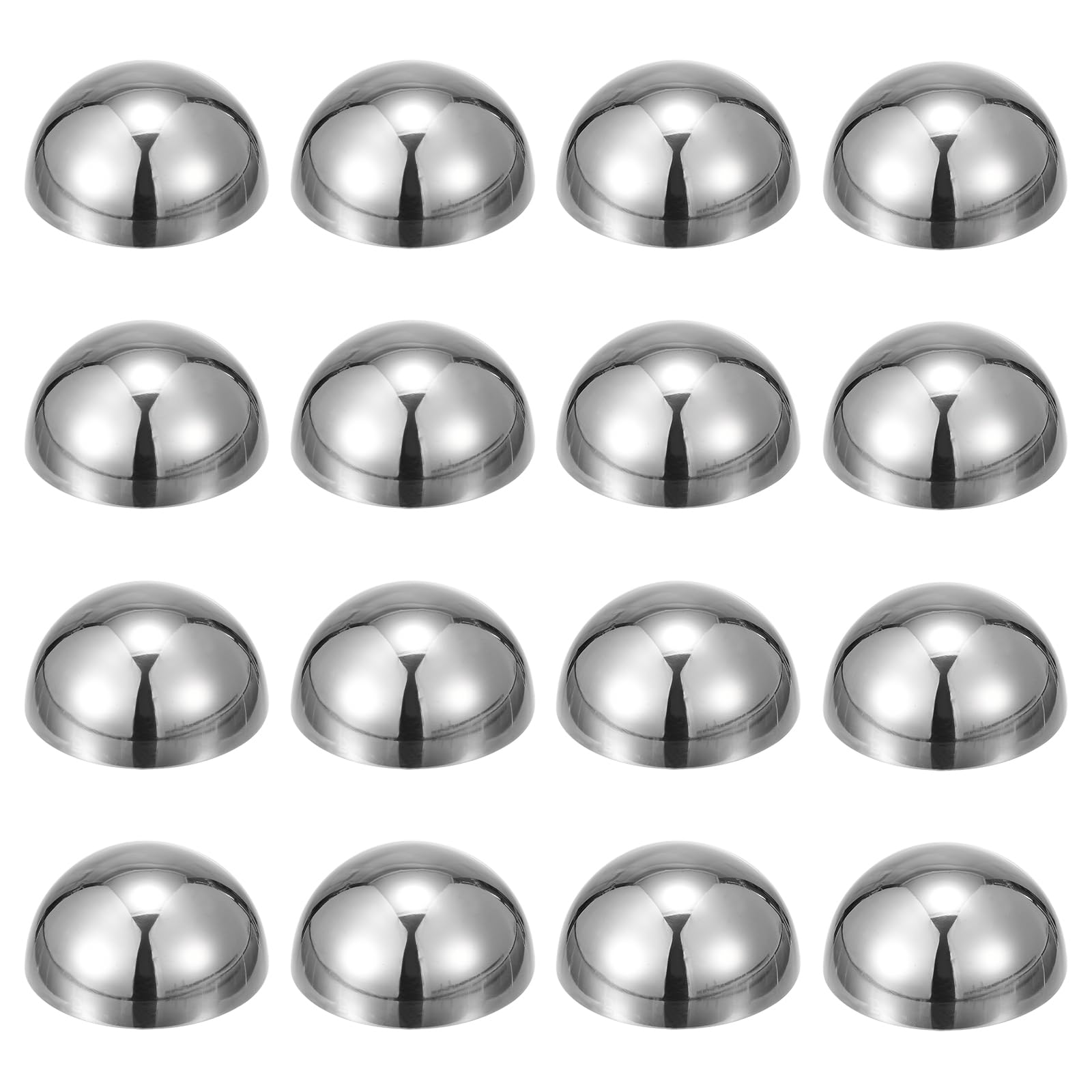 sourcing map 16pcs Stainless Steel Gazing Sphere, 3.9Inch 100mm Hollow Mirror Polished Hemisphere Wall Decor Semi Ball Reflective Outdoor Ornament for Garden Gate Stair Handrails, Silver