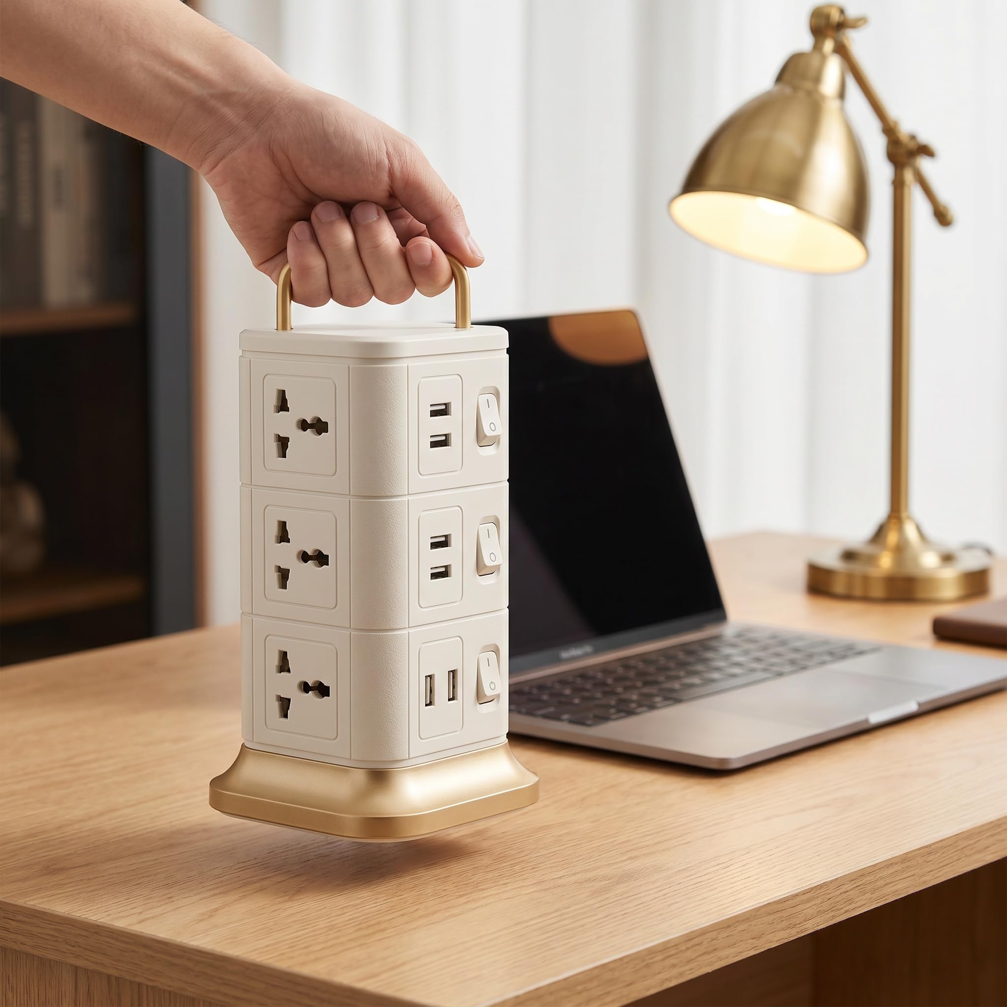 Multipresa con Porte USB - Adattatore Multifunzionale per più Dispositivi, Presa Multipla con Protezione da Sovratensione per Uso Domestico E in Ufficio