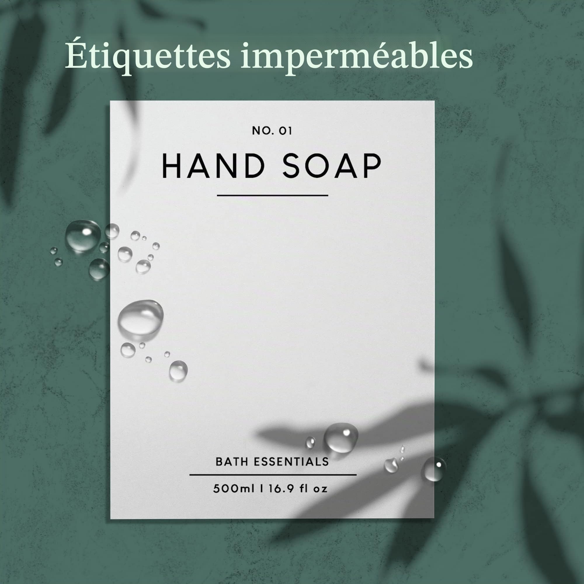 Lot de 32 étiquettes de bouteille imperméables en PVC - Étiquettes de ferme - Pour salle de bain, lotion, shampoing, après-shampoing (blanc, 8,2 x 6,3 cm) - Bouteille non incluse