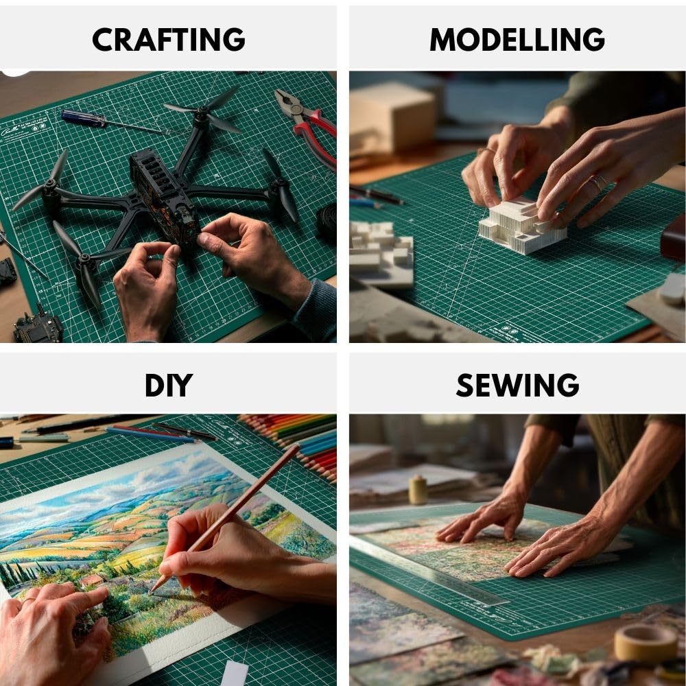 La Canilla Tapis de Découpe Auto-Cicatrisant A1 (90 x 60 cm - 36x24") Self-Healing Cutting Mat Planche Coupe pour Couture Patchwork Modelisme Cutter | Marqué en Centimètres et en Pouces