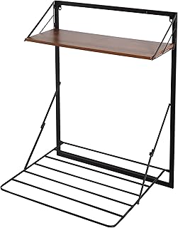 Honey-Can-Do Collapsible Wall-Mounted Clothes Drying Rack with Shelf, Black/Walnut DRY-09779 Black
