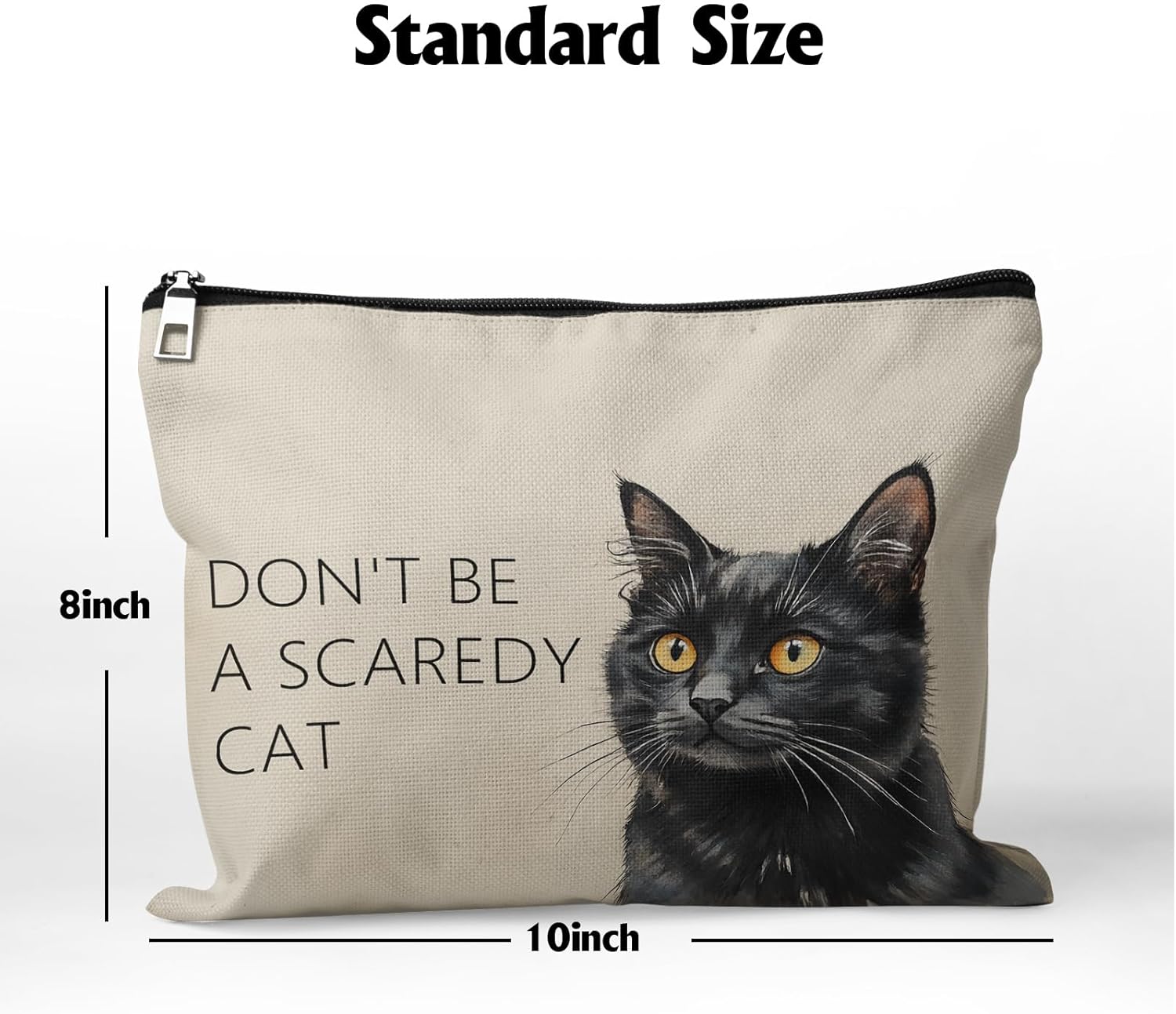 Cafl Scaredy Cat Makeup Bag Cute Cat Cosmetic Bag for Women Large Capacity Make Up Bag Portable Travel Toiletry Pouch Organizer 10 * 8inch - Image 3
